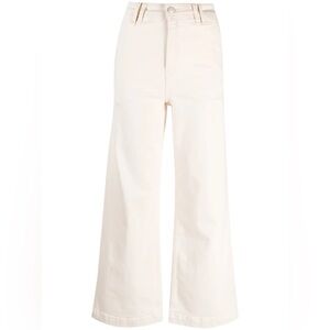BIMBA Y LOLA‎ by Anthropologie Women's Cream Wide-Leg Cropped Jeans